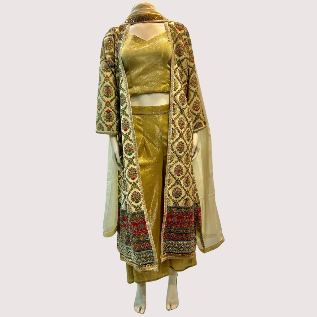 AKS Embroidered Karandi stitched 3Pc Suit D-1A