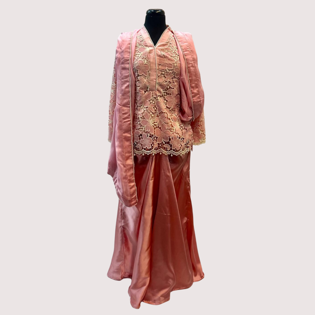 AKS Embroidered Karandi stitched 3Pc Suit D-1A